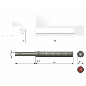 Pulsador K-PUSH embutir 69mm BLANCO 37 strong magn