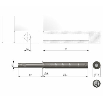 Pulsador K-PUSH embutir 69mm gris 37 light magnét