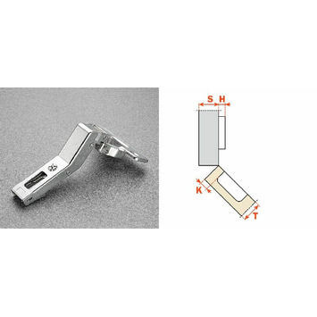 Bisagra SALICE chaflán 45º tetón 10mm C2BBM99