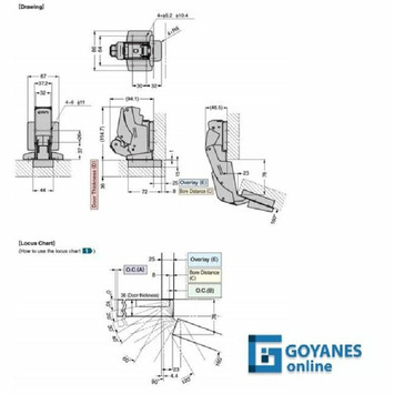 Bisagra HEAVY DUTY J-160º con damper c/base