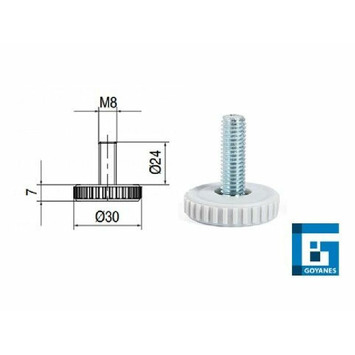 Nivelador gris claro D30mm M8x24