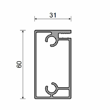 Perfil transversal para mesa 4620mm negro ml