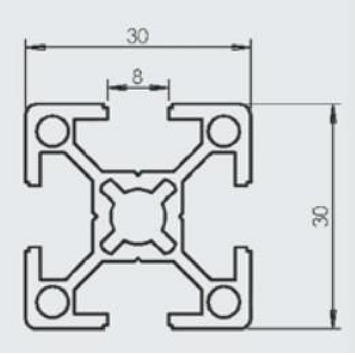 Perfil estructural aluminio 4 salidas 3000mm