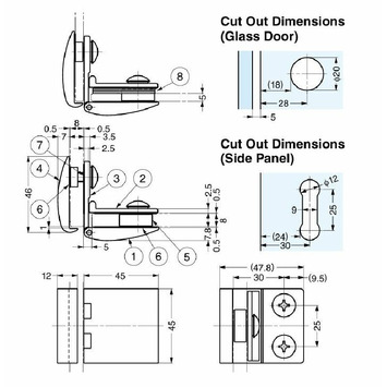 Bisagra cristal/cristal niquel satinado