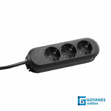 Regleta 3 enchufes negro con cable 3m