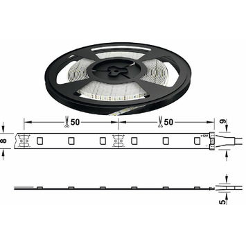 Tira LED 4,8w/metro blanco calido 3200K 5 metros