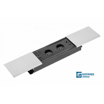 Regleta empotrable PRESTINO 2 enchufes+USB alu