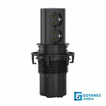 Regleta 2 enchufes embutir ELEVATOR negro