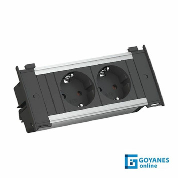 Regleta empotrable 2 enchufes KAPSA negro