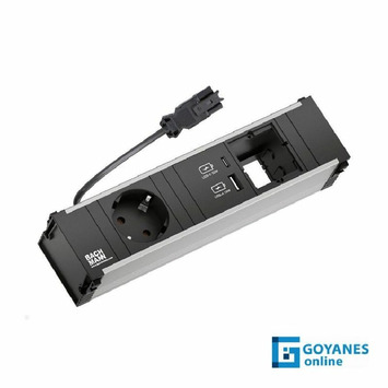 Regleta embutir elevable CONI 2xenchufe + USB A/C