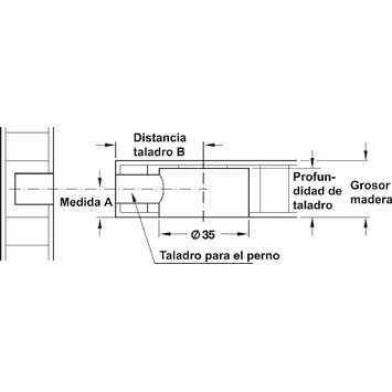 Perno de unión, Häfele Maxifix S35, con rosca M6