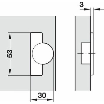 Bisagra con brazo corto, para puertas giratorias e