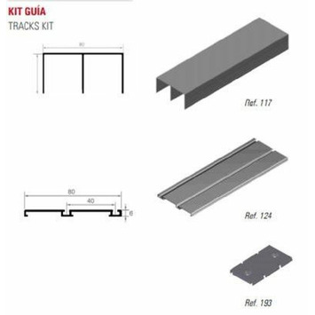 Kit conjunto guías GS80mm melamina blanca 4m.