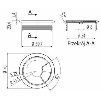 Pasacables diametro Ø60mm blanco