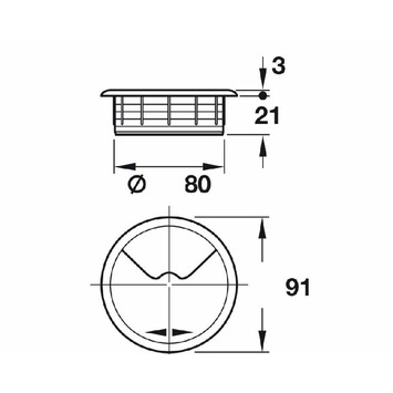 Pasacables diametro Ø80mm blanco