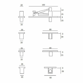 Bisagra pivotante giro libre 200kg flush