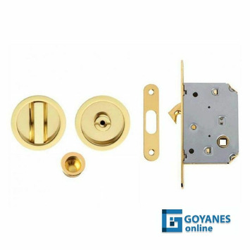 Kit cerradura puerta corredera redondo oro
