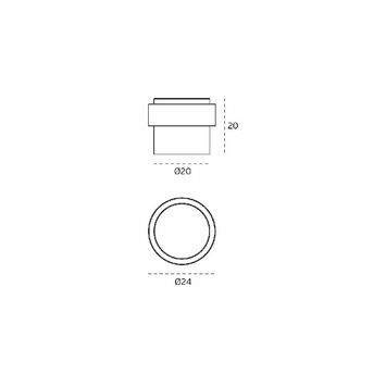 Tope puerta 20mm níquel satinado, con goma