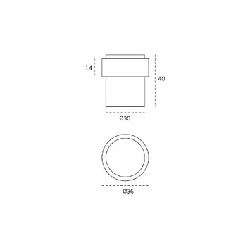 Tope puerta 30mm negro con goma