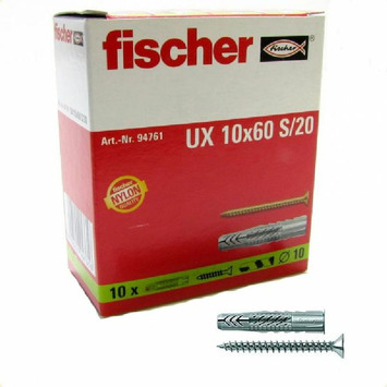 Taco FISCHER UX-10X60 S/20 con tornillos - 10 unds