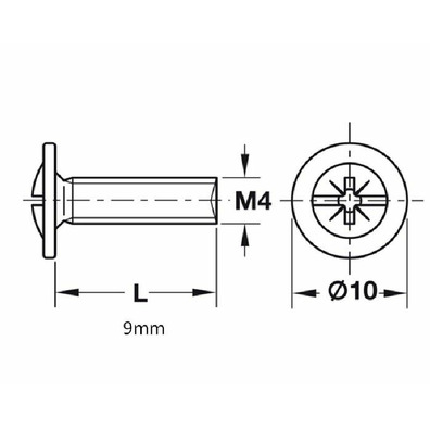 Tornillo tuerca 4x9mm zincado - 100 unidades