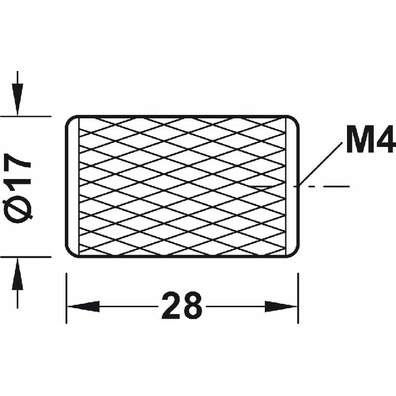 Tirador para mueble, aluminio, diámetro 17 mm