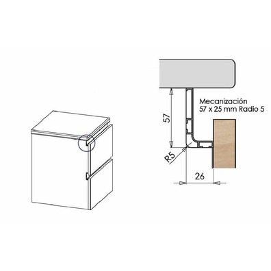 Perfil GOLA mueble bajo superior plata mate