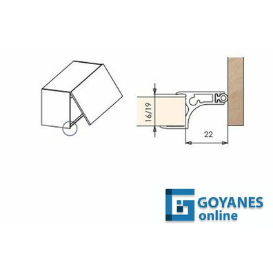 Perfil GOLA mueble alto 19mm plata mate  3m ml