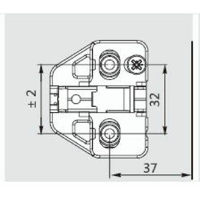 Base DTC titanio excéntrica H=2 tirafondo