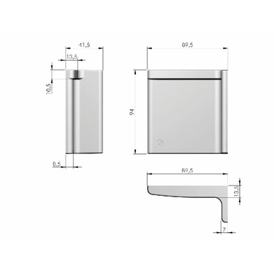 Tapa colgador Libra H11 blanca derecha Gris antracita