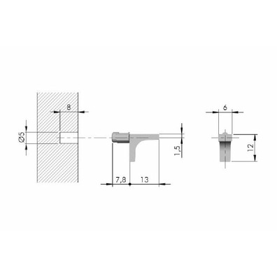 Portaestante Ø5mm K-line sin goma niquel NEGRO