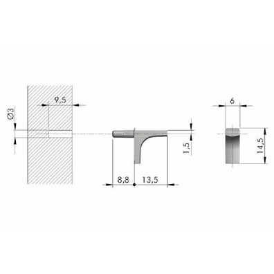 Portaestante k-line Ø3mm negro sin goma