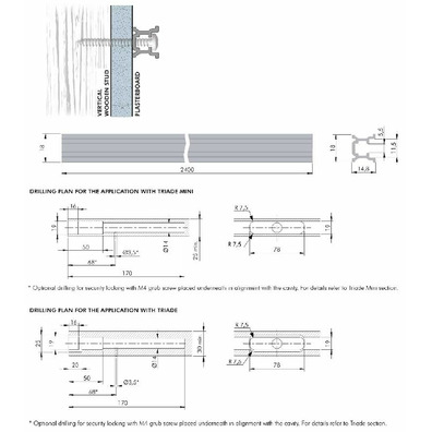 Perfil aluminio para TRIADE 2400mm