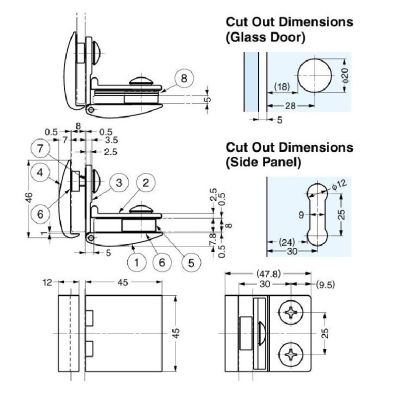 Bisagra cristal/cristal niquel satinado