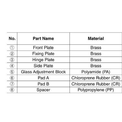 Bisagra cristal/cristal niquel satinado