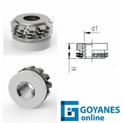 Inserto compacto/solid 2 coronas M4x6 d12mm 6,5mm
