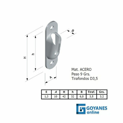 Herraje unión oculto t - standard 1,2X10X42mm