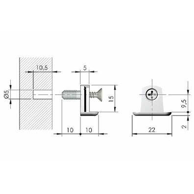 Herraje unión TRIS soporte BLACK nick c/tornillo19