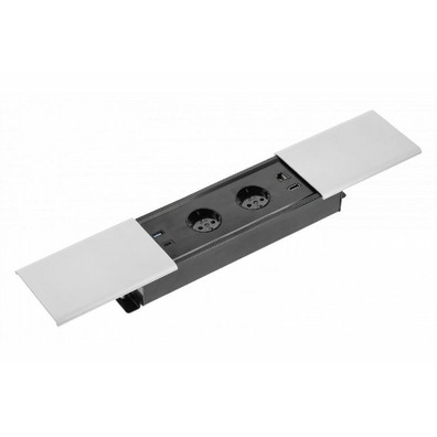 Regleta empotrable PRESTINO 2 enchufes+USB alu