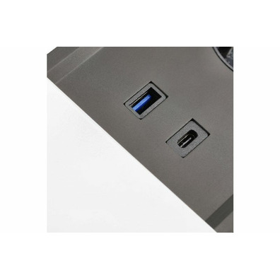 Regleta empotrable PRESTINO 2 enchufes+USB alu
