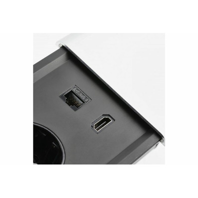 Regleta empotrable PRESTINO 2 enchufes+USB alu