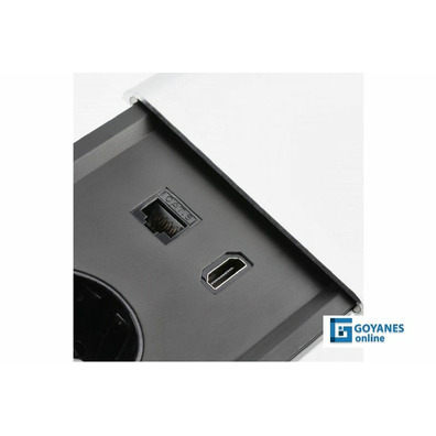 Regleta empotrable PRESTINO 2 enchufes+USB alu