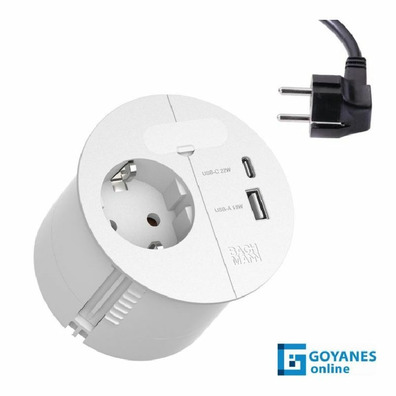 Enchufe + USB A&C blanco LOOP IN CHARGE