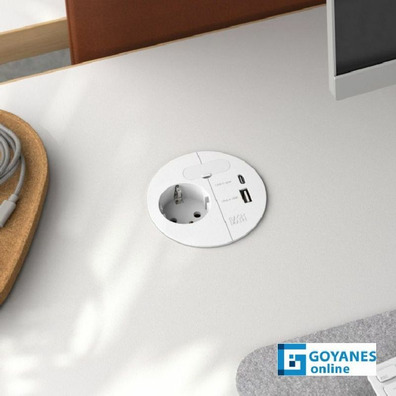 Enchufe + USB A&C blanco LOOP IN CHARGE