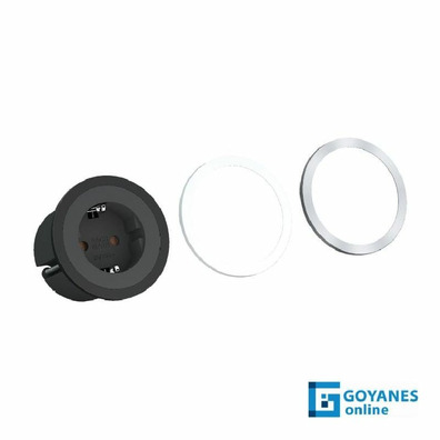 Set enchufe PIX negro (1 schuko) Ø56mm