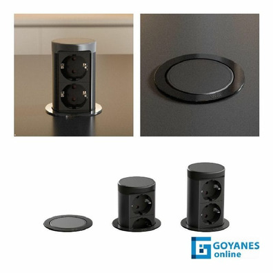 Regleta 2 enchufes embutir ELEVATOR 2 negro