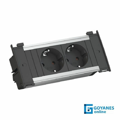 Regleta empotrable 2 enchufes KAPSA negro