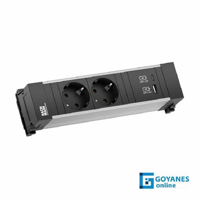 Regleta empotrable 2xenchufe + USB A/C POWER FRAME