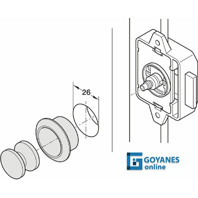Pomo de pulsar push-lock niquel mate plastico