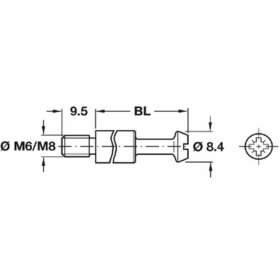Herraje unión pernio Hafele M6 35mm